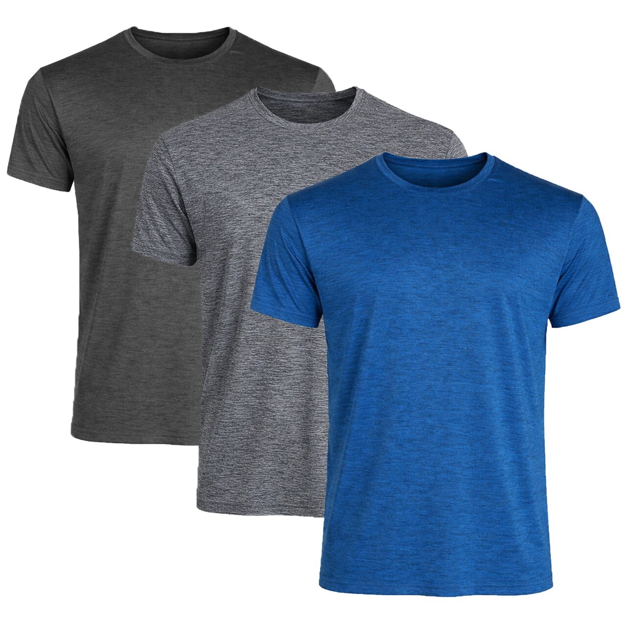 Galaxy Kick Start Gear Men's Short Sleeve Moisture-Wicking Quick Dry Performance Crew Neck Tee-3 Pack